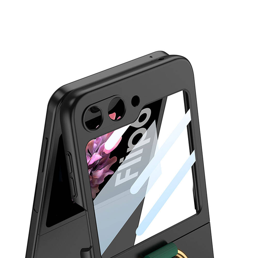 Galaxy Z Flip 6 Kılıf Kamera Korumalı Yüzüklü Zore Flip Ring Kıpta Kılıf