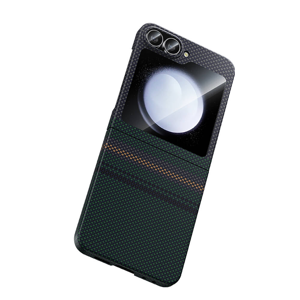 Galaxy Z Flip 6 Kılıf Karbon Fiber Tasarımlı Benks Aurora ArmorAir Kevlar Kılıf