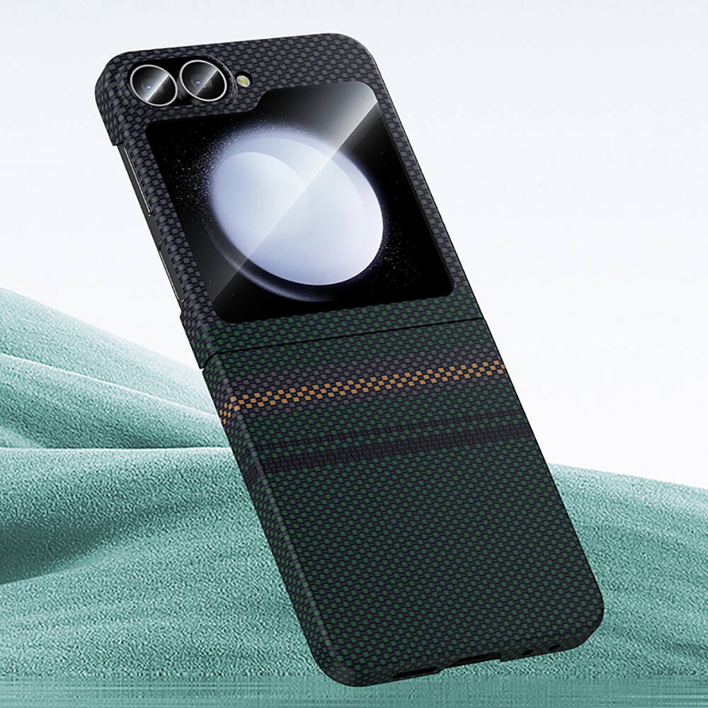 Galaxy Z Flip 6 Kılıf Karbon Fiber Tasarımlı Benks Aurora ArmorAir Kevlar Kılıf