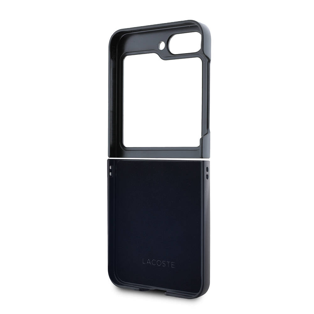 Galaxy Z Flip 6 Kılıf Lacoste orijinal Lisanslı M-safe Şarj Özellikli Pike Desenli Arka Yüzey İkonik Timsah Dokuma Logolu Kılıf
