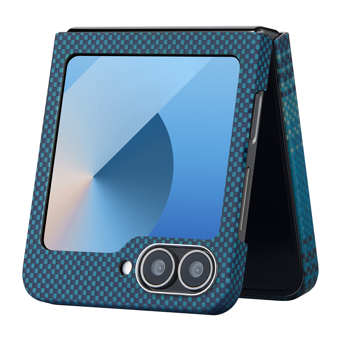 Galaxy Z Flip 6 Kılıf M-safe Şarj Özellikli Aramid Fiber Pitaka Tactile Woven Sunset-Moonrise Serisi Moonrise Kılıf