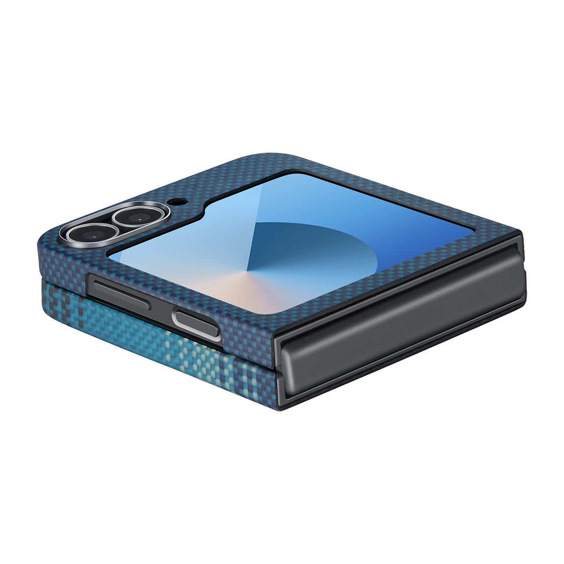 Galaxy Z Flip 6 Kılıf M-safe Şarj Özellikli Aramid Fiber Pitaka Tactile Woven Sunset-Moonrise Serisi Moonrise Kılıf