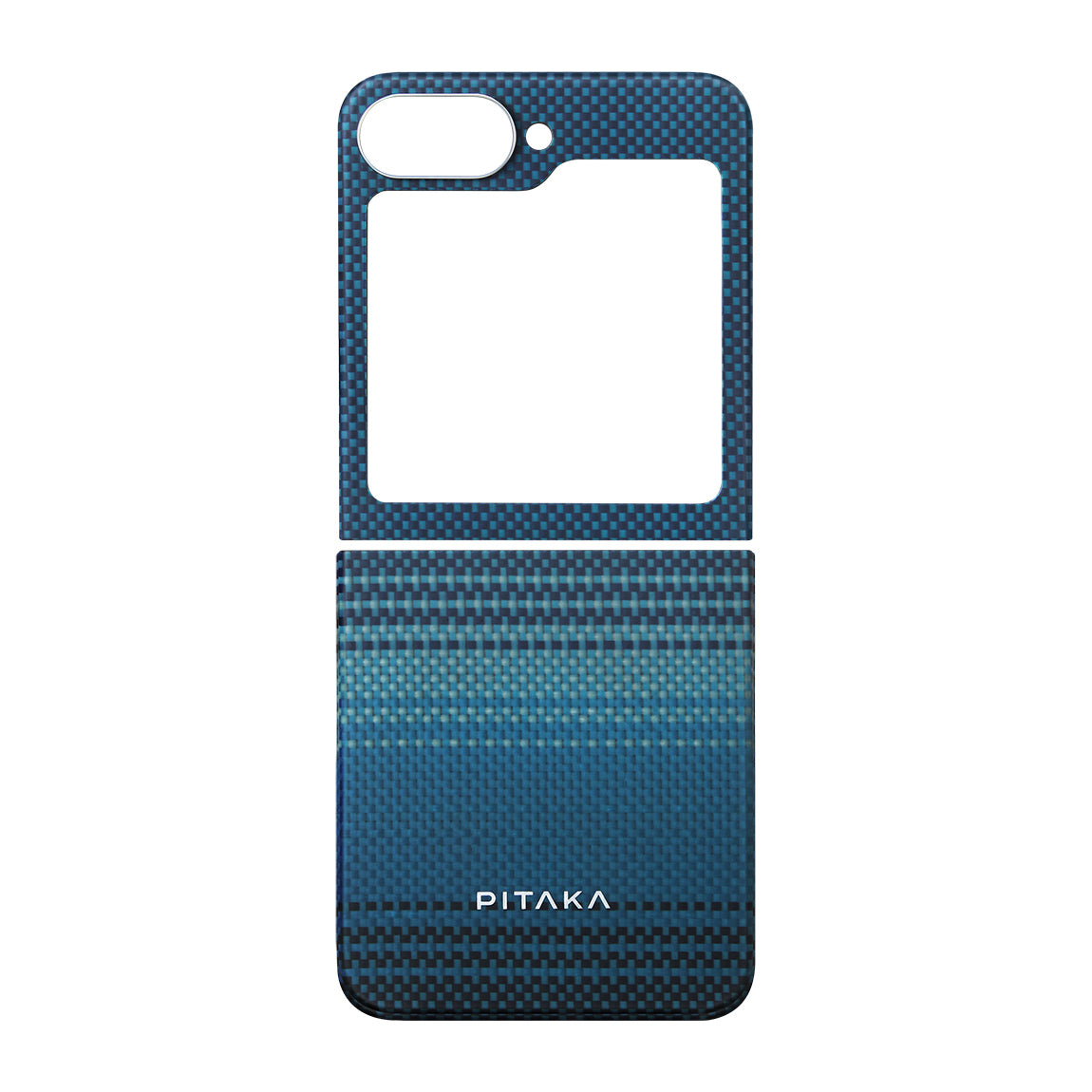 Galaxy Z Flip 6 Kılıf M-safe Şarj Özellikli Aramid Karbon Fiber Pitaka Tactile Woven Sunset-Moonrise Serisi Moonrise Kılıf