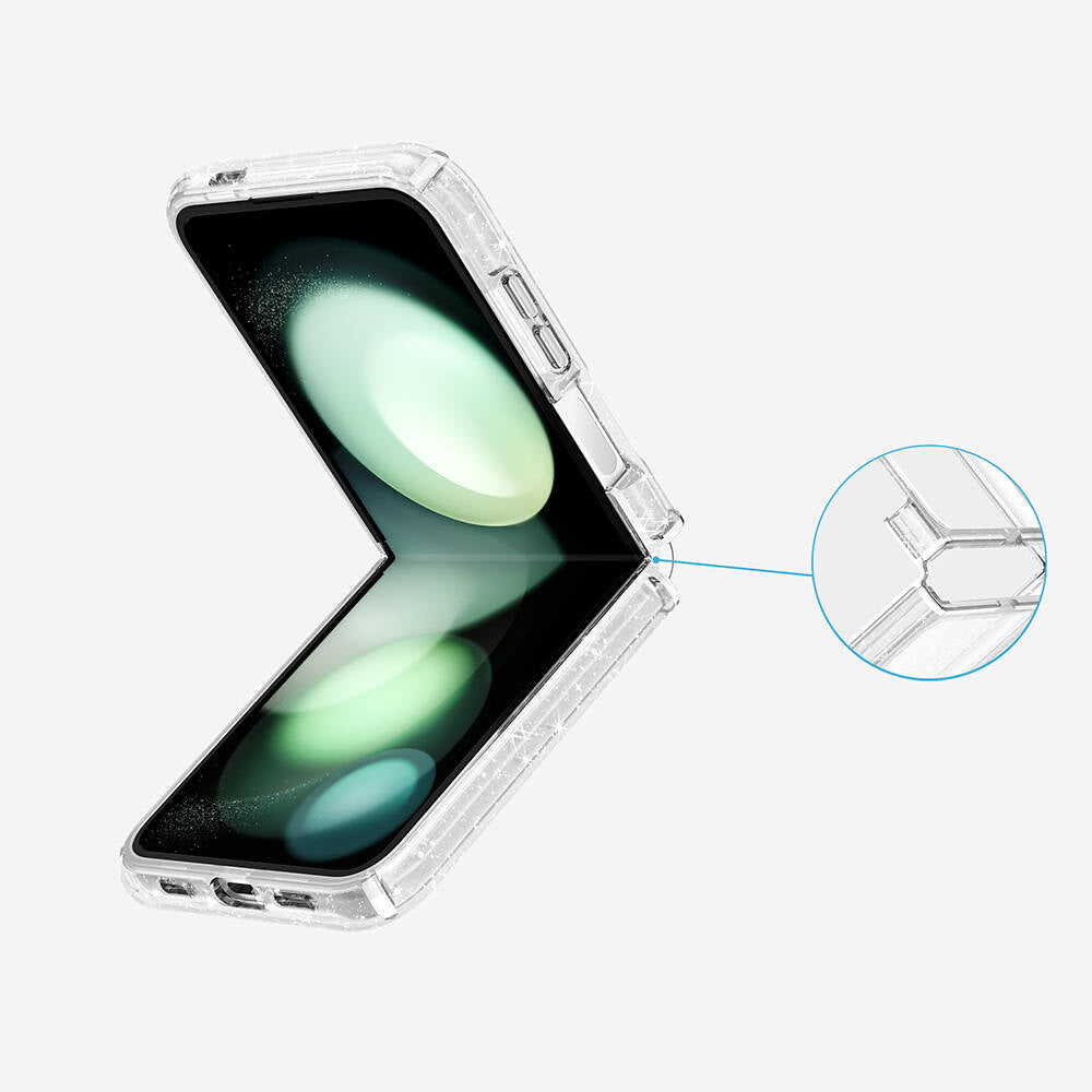 Galaxy Z Flip 6 Kılıf M-safe Şarj Özellikli Parlayan Simli Saydam Renkli Zore Allstar Kılıf