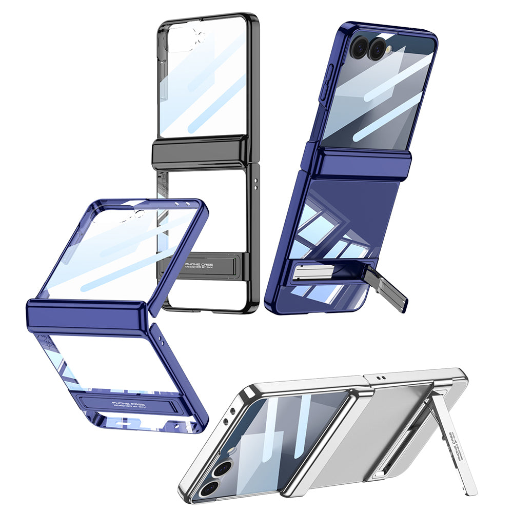 Galaxy Z Flip 7 Kılıf Kamera Korumalı Şeffaf Tasarımlı Zore Lego Standlı Kılıf