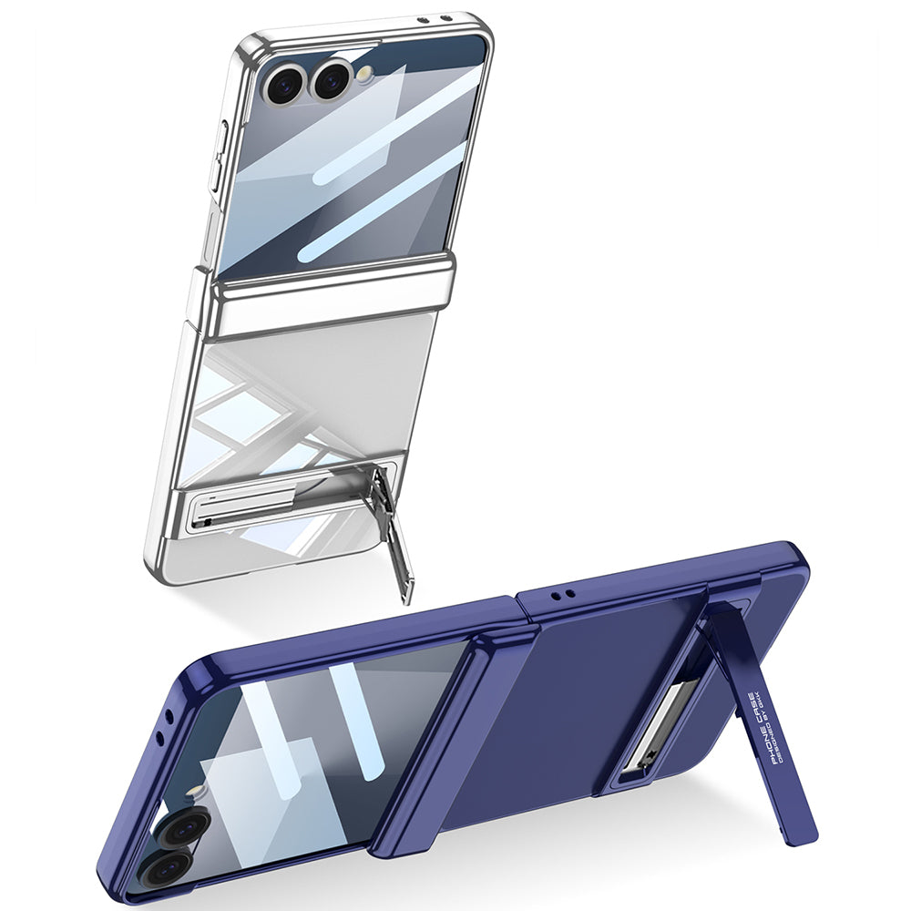 Galaxy Z Flip 7 Kılıf Kamera Korumalı Şeffaf Tasarımlı Zore Lego Standlı Kılıf