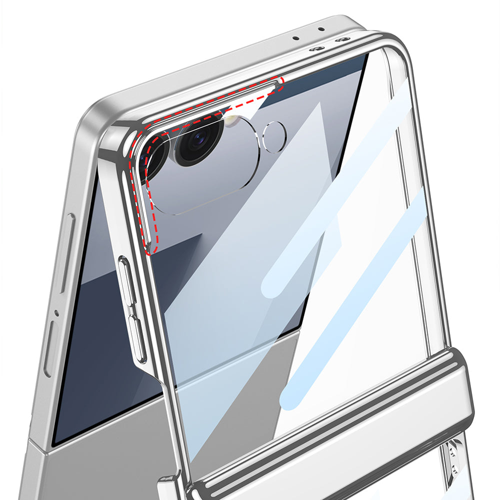 Galaxy Z Flip 7 Kılıf Kamera Korumalı Şeffaf Tasarımlı Zore Lego Standlı Kılıf