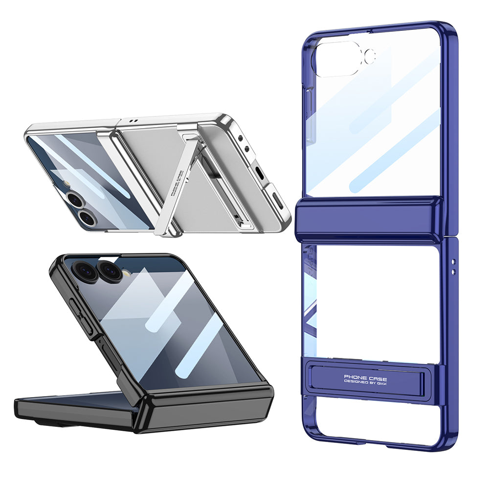 Galaxy Z Flip 7 Kılıf Kamera Korumalı Şeffaf Tasarımlı Zore Lego Standlı Kılıf