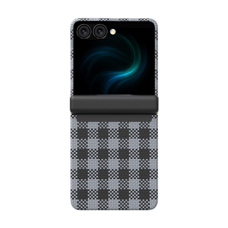 Galaxy Z Flip 7 Kılıf M-safe Şarj Özellikli Ekose Tasarımlı Benks ArmorAir ArmorVichy Kevlar Karbon Kılıf