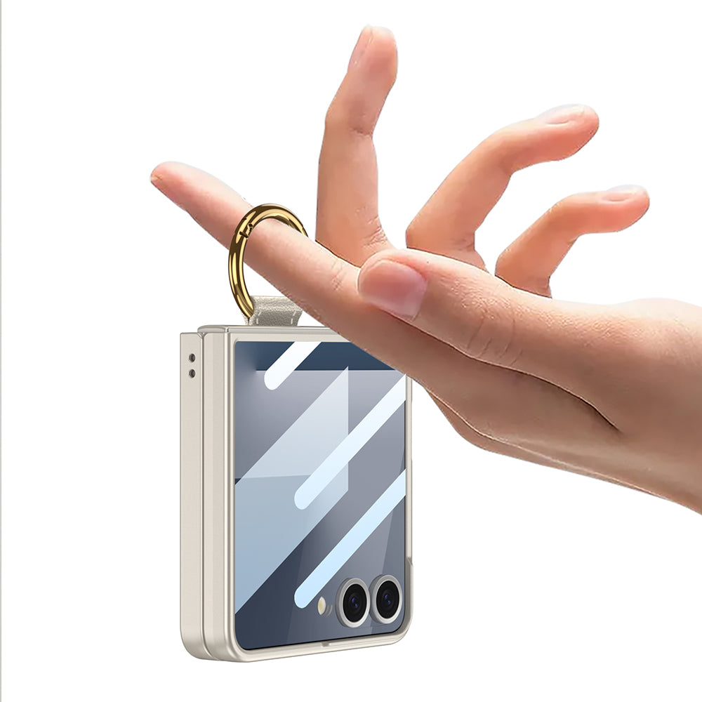 Galaxy Z Flip 7 Kılıf M-safe Şarj Özellikli Zore Kıpta Yüzüklü Flip Sert Kılıf