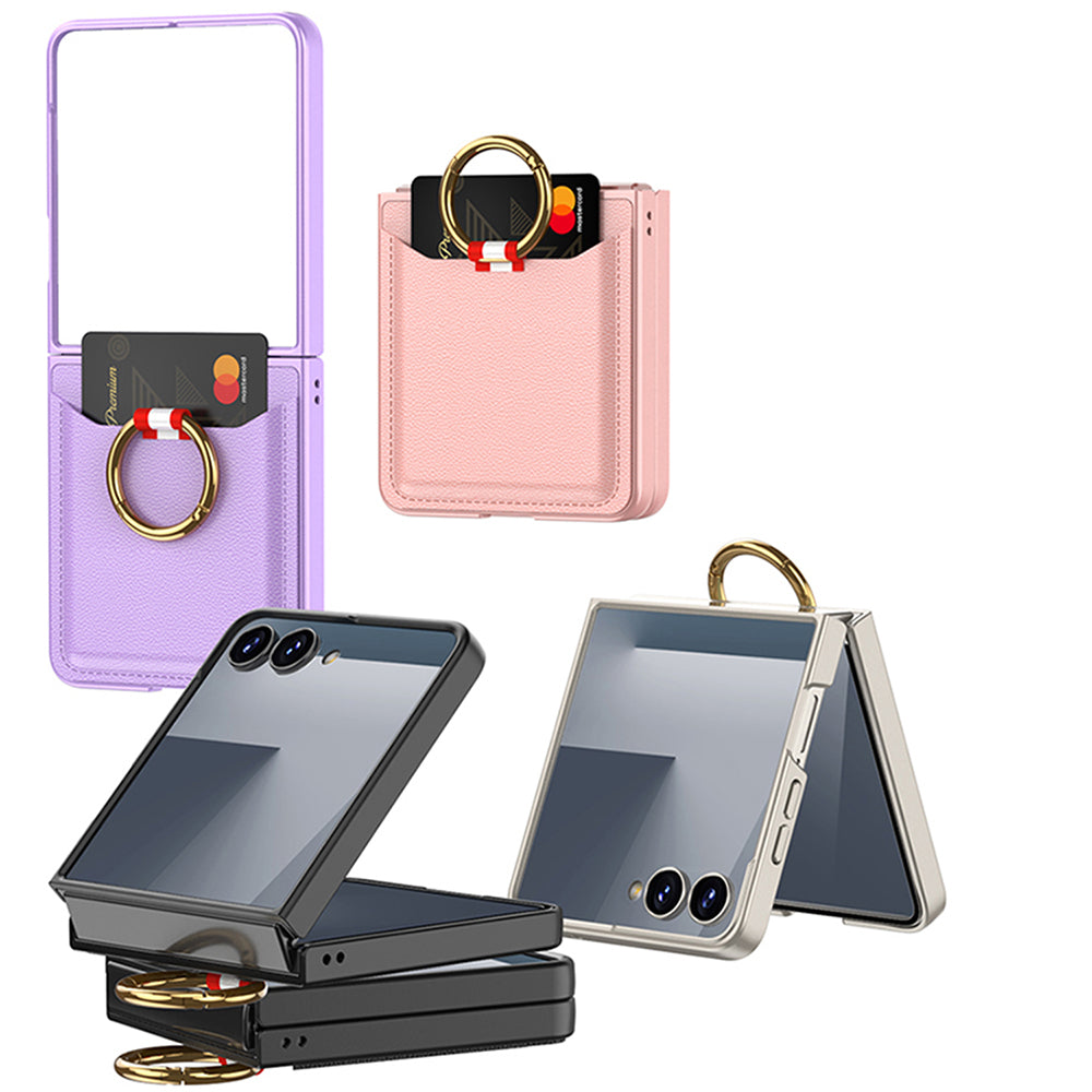 Galaxy Z Flip 7 Zore Kıpta Yüzüklü Kartlıklı Kılıf