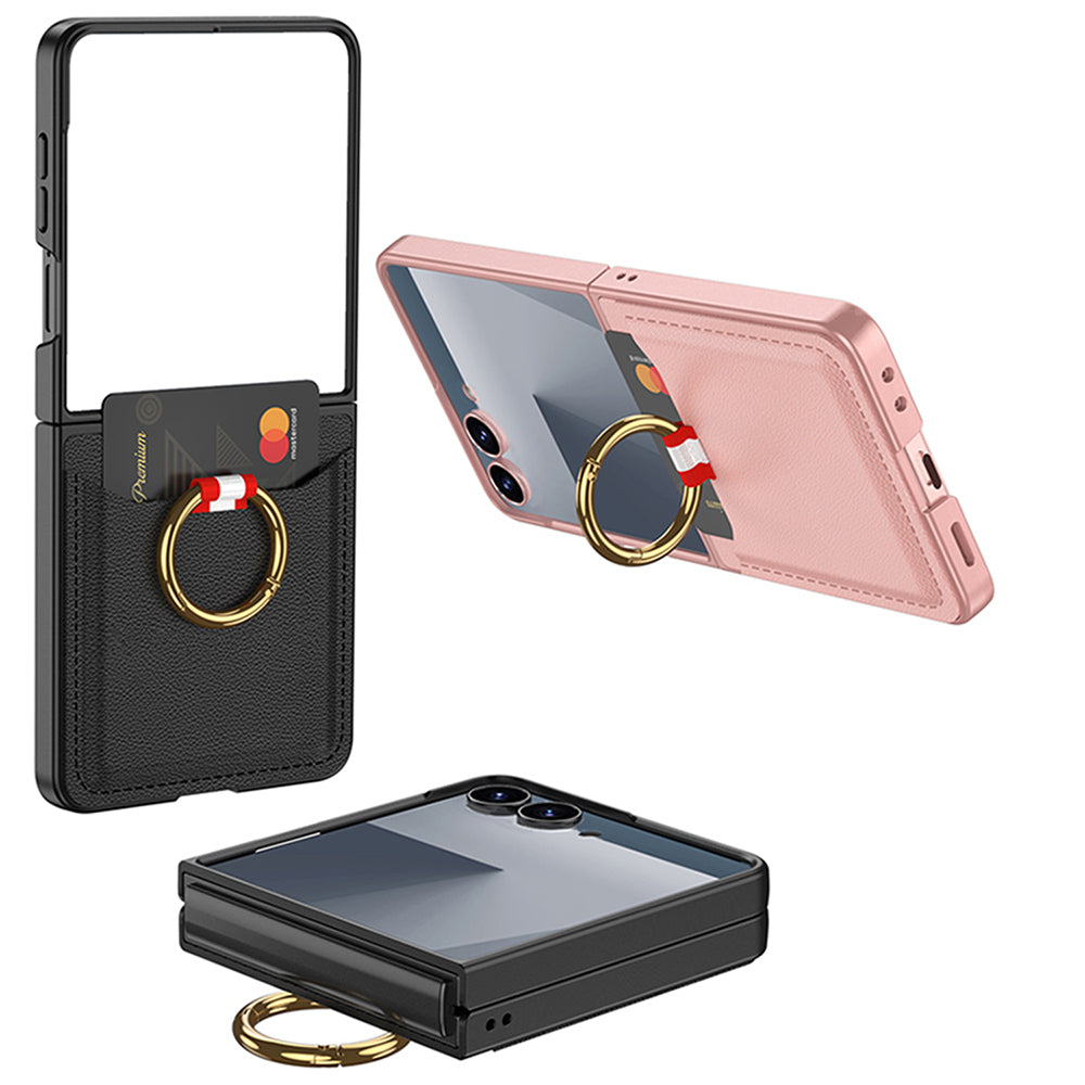 Galaxy Z Flip 7 Zore Kıpta Yüzüklü Kartlıklı Kılıf