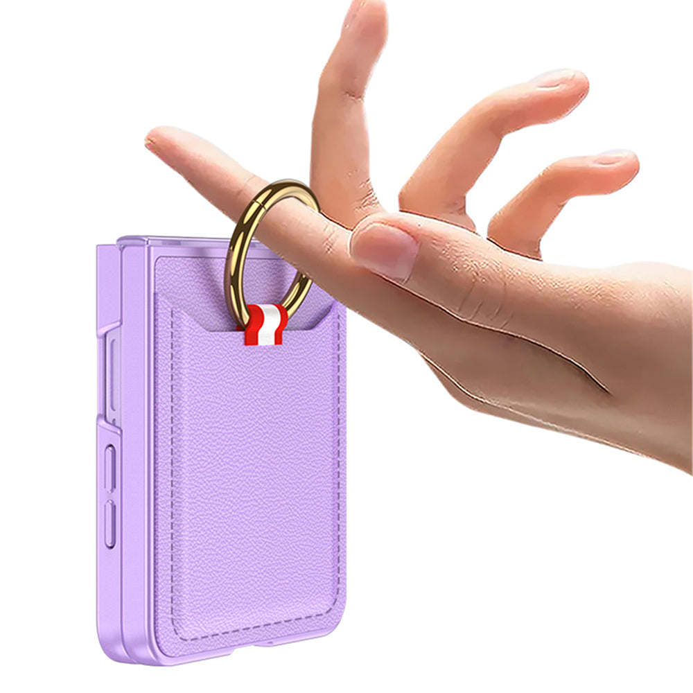 Galaxy Z Flip 7 Zore Kıpta Yüzüklü Kartlıklı Kılıf