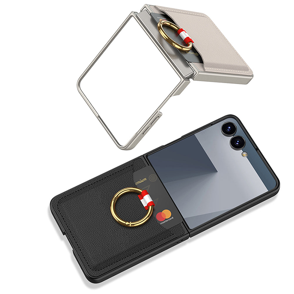 Galaxy Z Flip 7 Zore Kıpta Yüzüklü Kartlıklı Kılıf