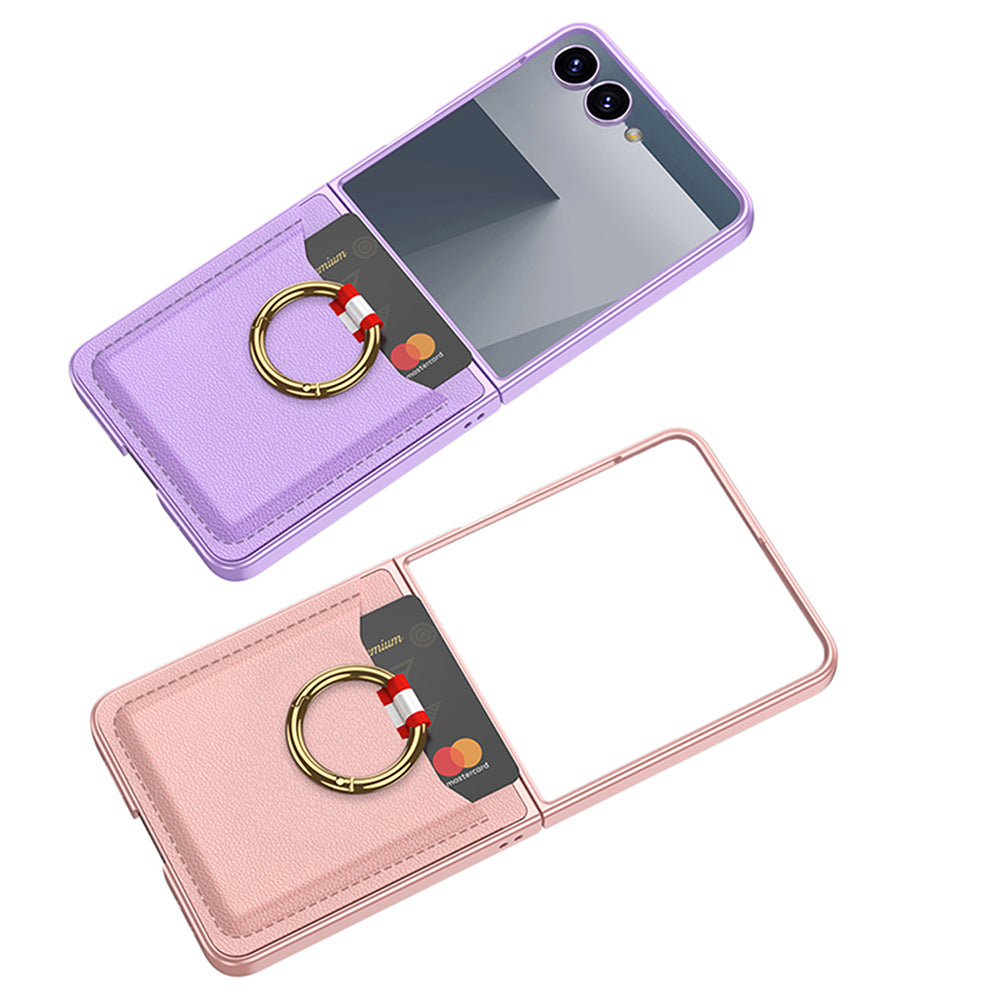 Galaxy Z Flip 7 Zore Kıpta Yüzüklü Kartlıklı Kılıf