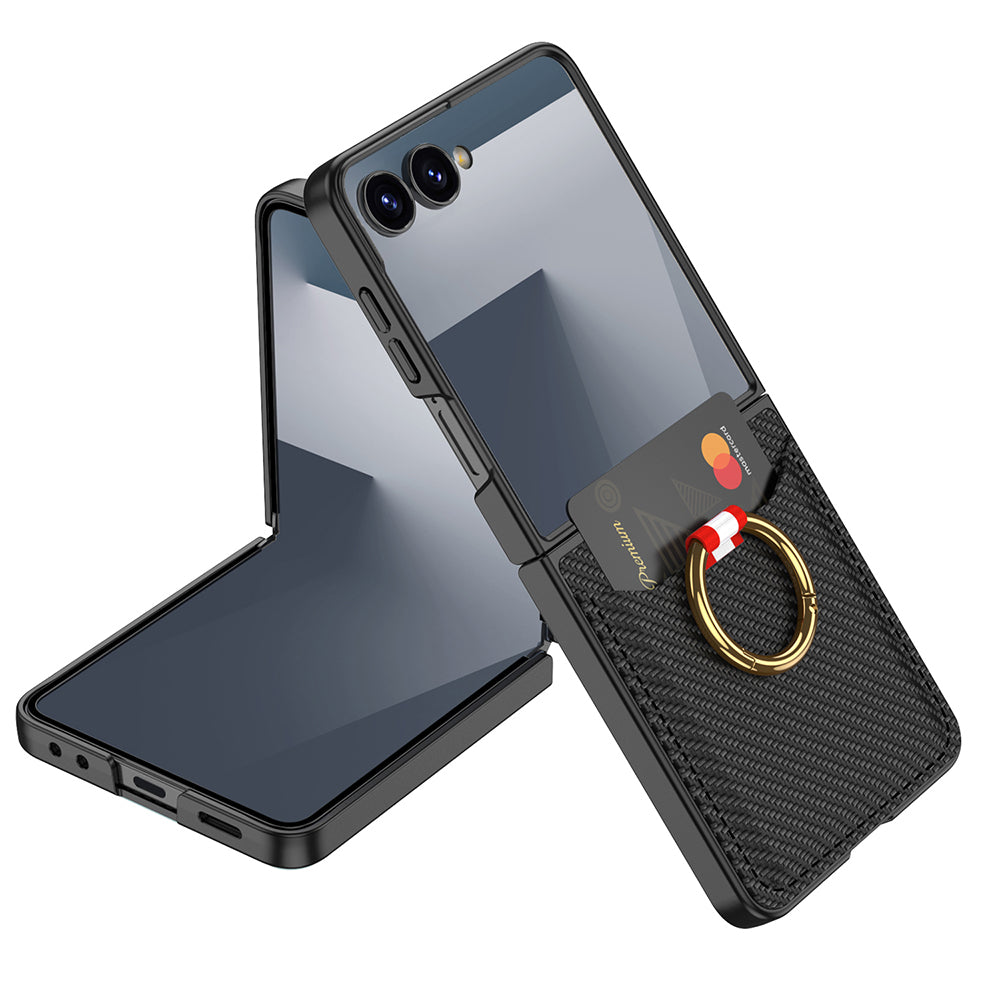 Galaxy Z Flip 7 Zore Kıpta Yüzüklü Kartlıklı Kılıf