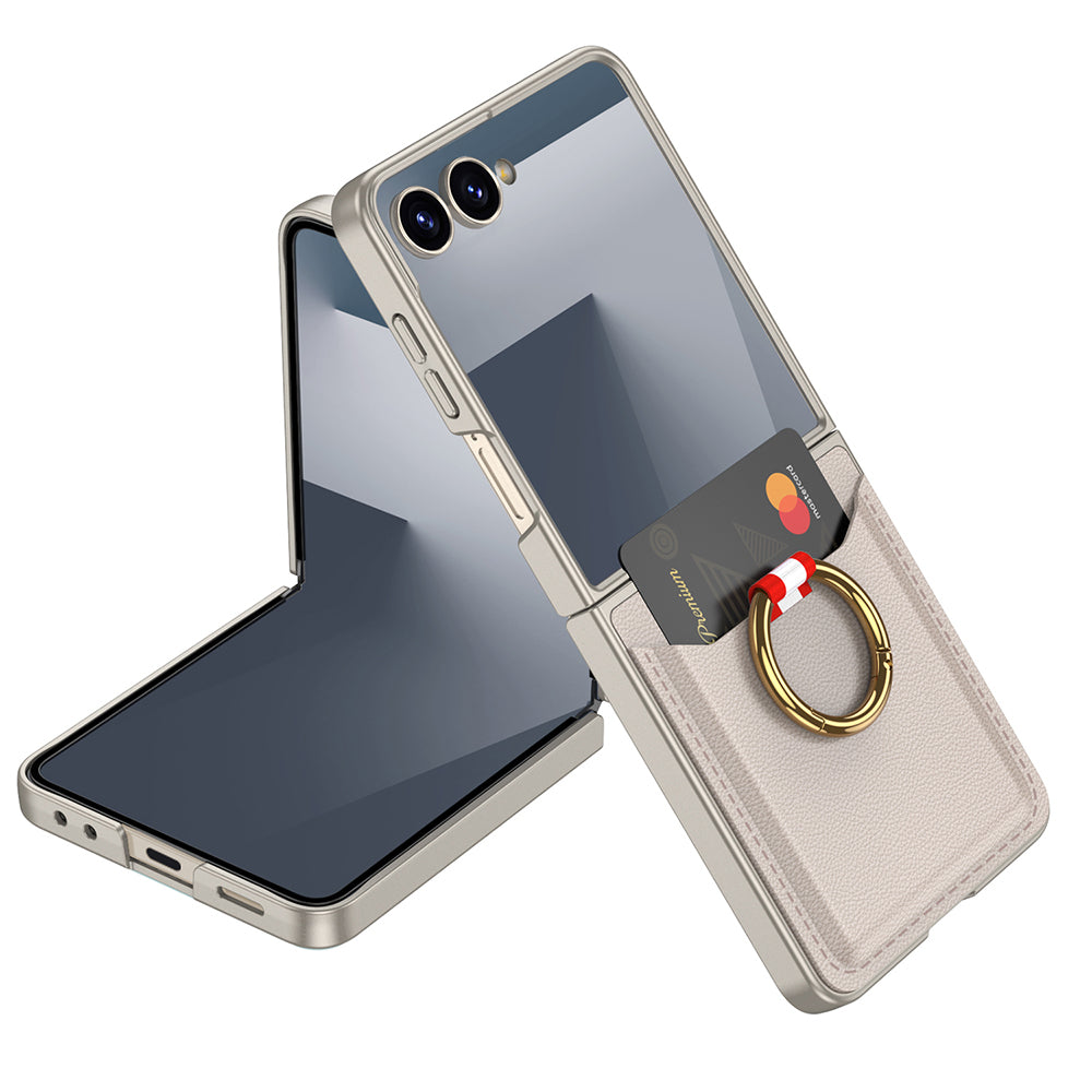 Galaxy Z Flip 7 Zore Kıpta Yüzüklü Kartlıklı Kılıf