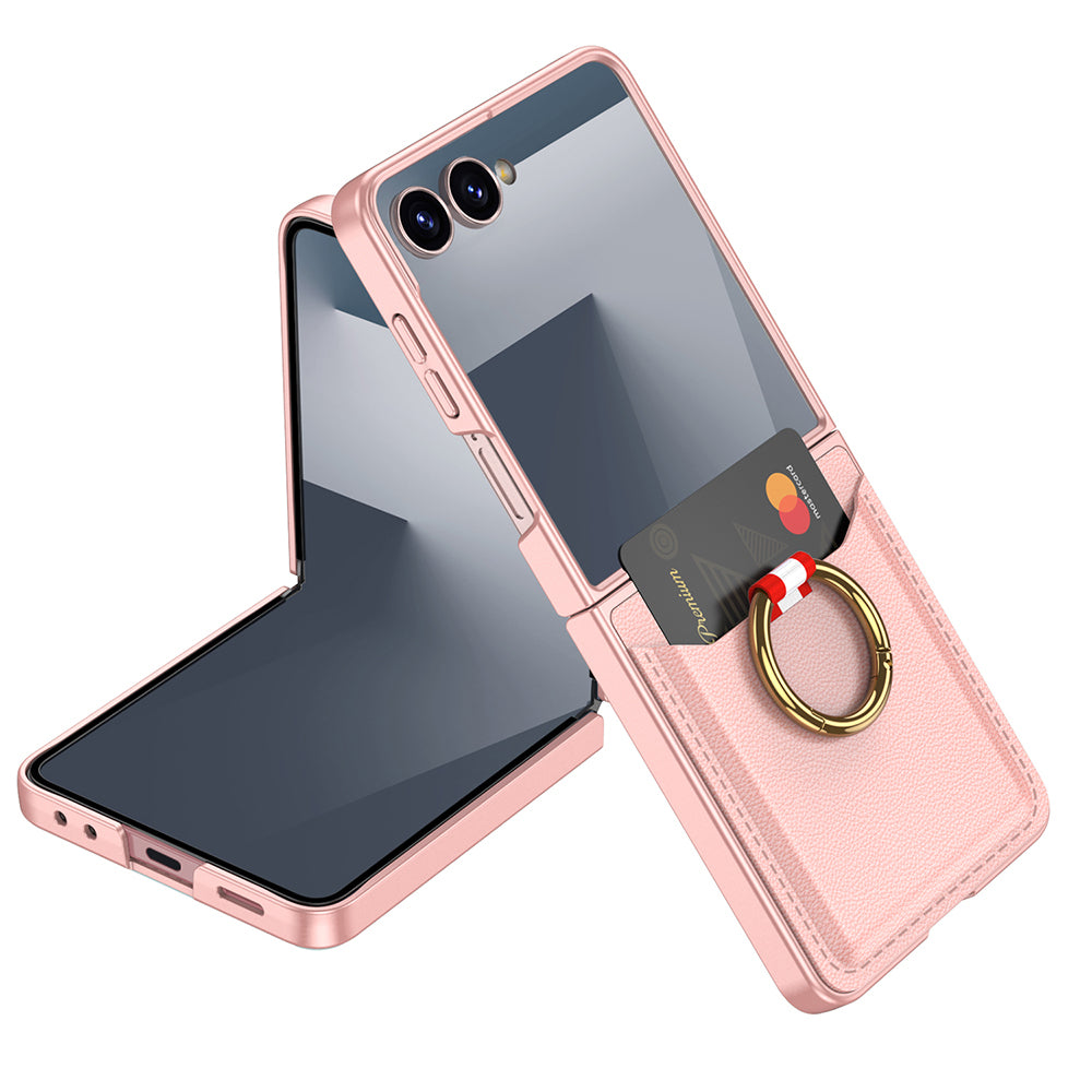 Galaxy Z Flip 7 Zore Kıpta Yüzüklü Kartlıklı Kılıf