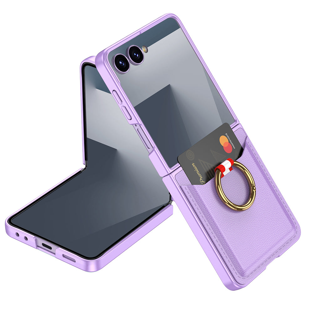 Galaxy Z Flip 7 Zore Kıpta Yüzüklü Kartlıklı Kılıf