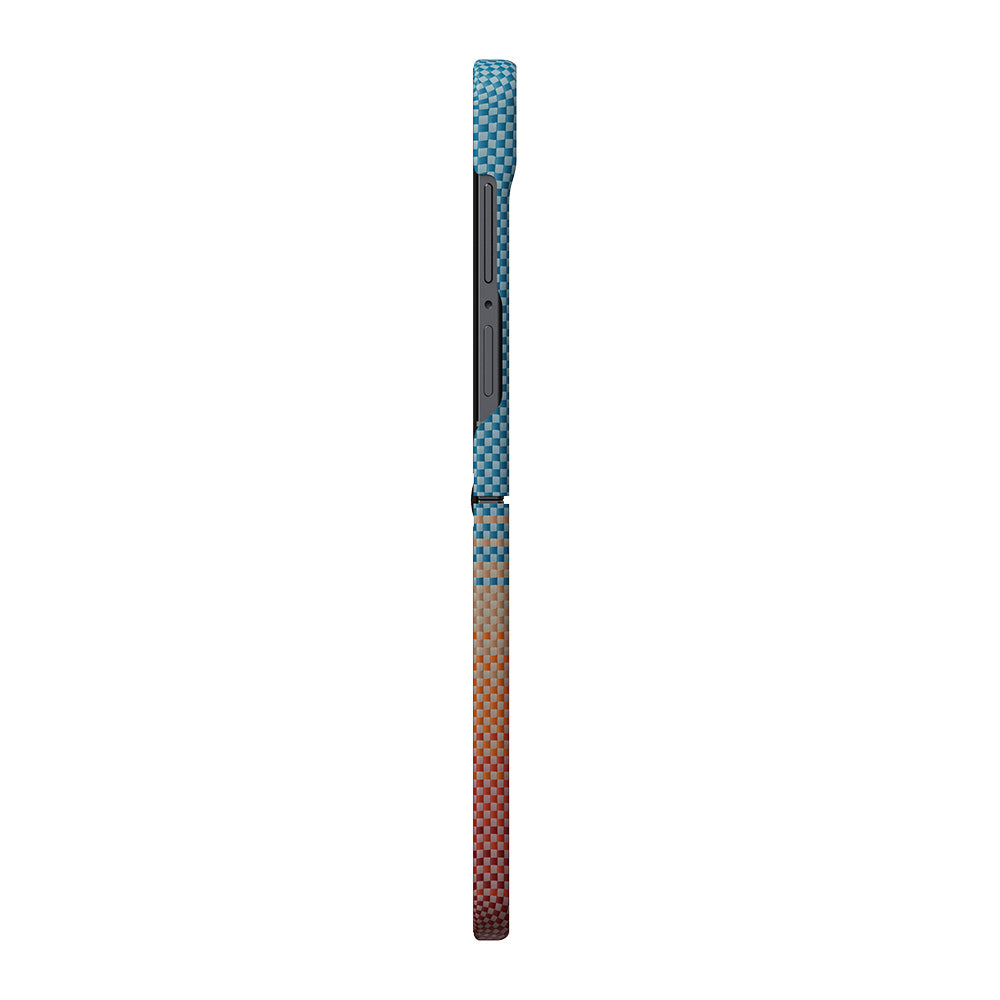 Galaxy Z Flip 8 Kılıf M-safe Şarj Özellikli Aramid Karbon Fiber Pitaka Sunset 2.0 California Dream Serisi Kılıf