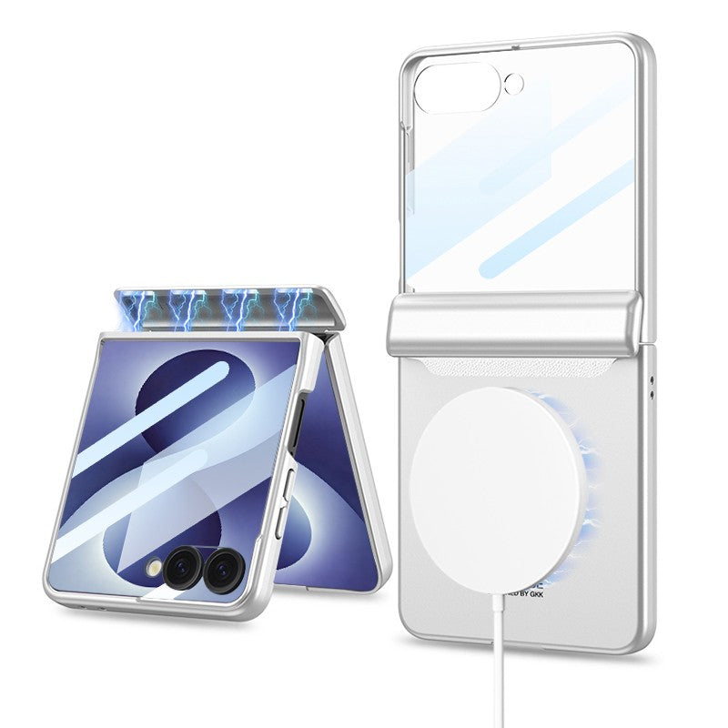 Galaxy Z Flip 8 Kılıf M-safe Şarj Özellikli Zore Kıpta KPT-04 Sert PC Kılıf