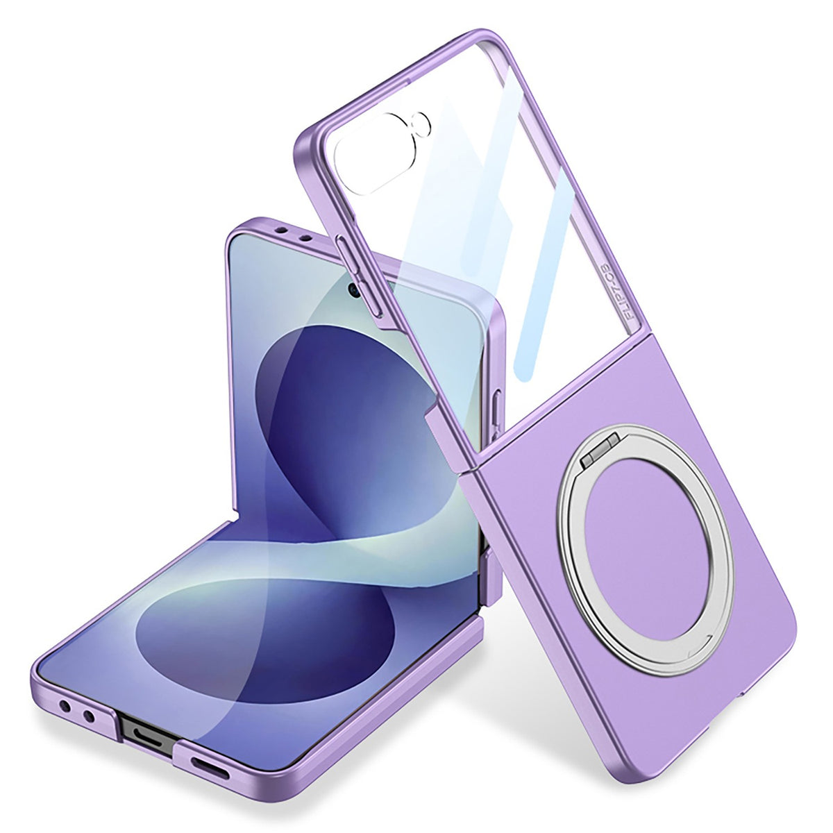Galaxy Z Flip 8 Kılıf M-safe Şarj Özellikli Zore Kıpta Yüzüklü Kamera Korumalı Kılıf