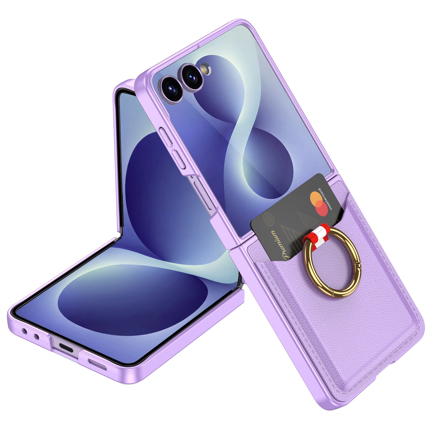 Galaxy Z Flip 8 Zore Kıpta Yüzüklü Kartlıklı Kılıf