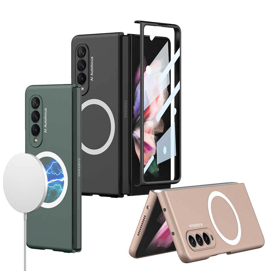Galaxy Z Fold 3 Kılıf Wireless Şarj Özellikli Zore Kıpta M-safe Kılıf