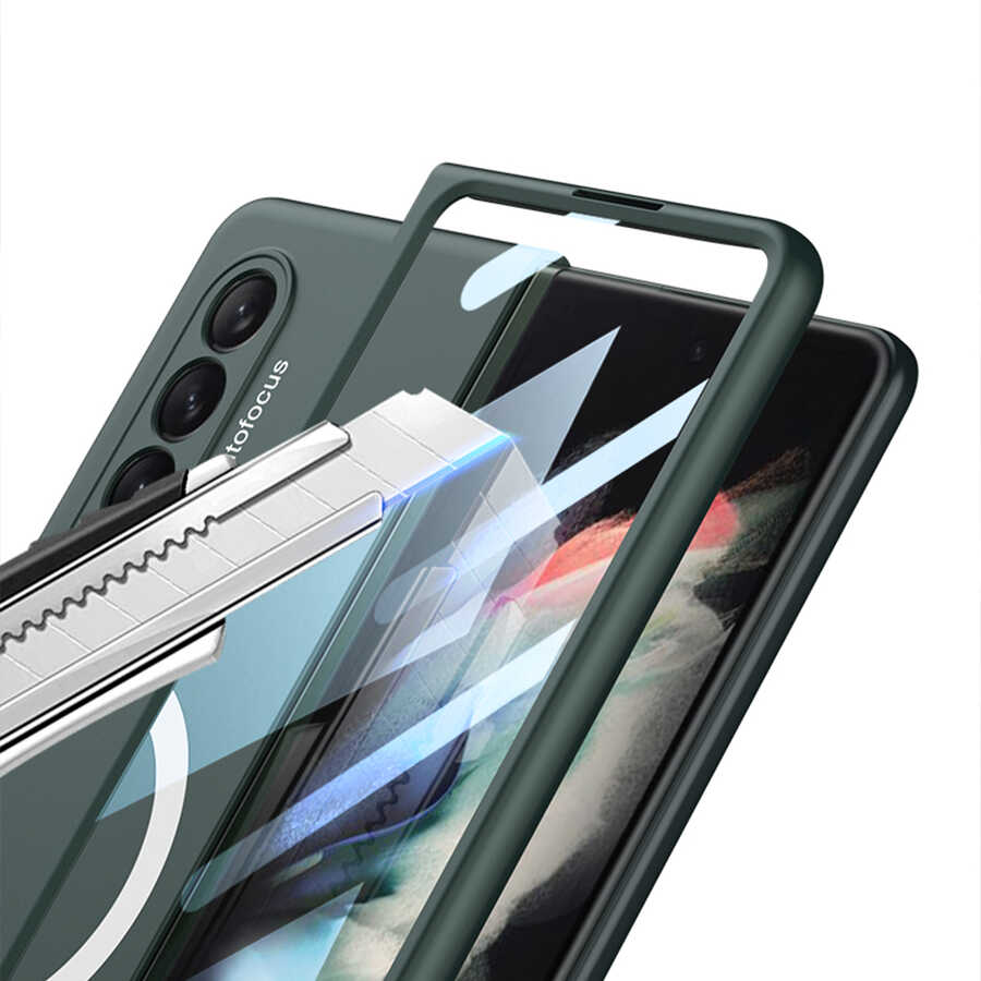 Galaxy Z Fold 3 Kılıf Wireless Şarj Özellikli Zore Kıpta M-safe Kılıf