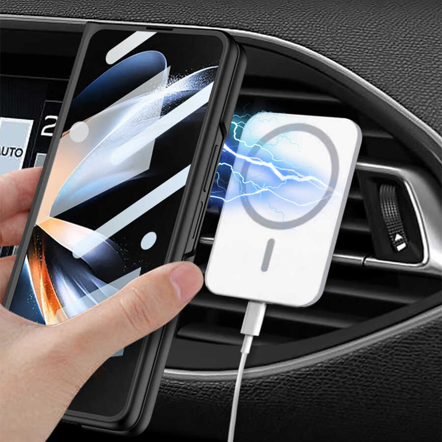Galaxy Z Fold 4 Kılıf Wireless Şarj Özellikli Zore Kıpta M-safe Kılıf