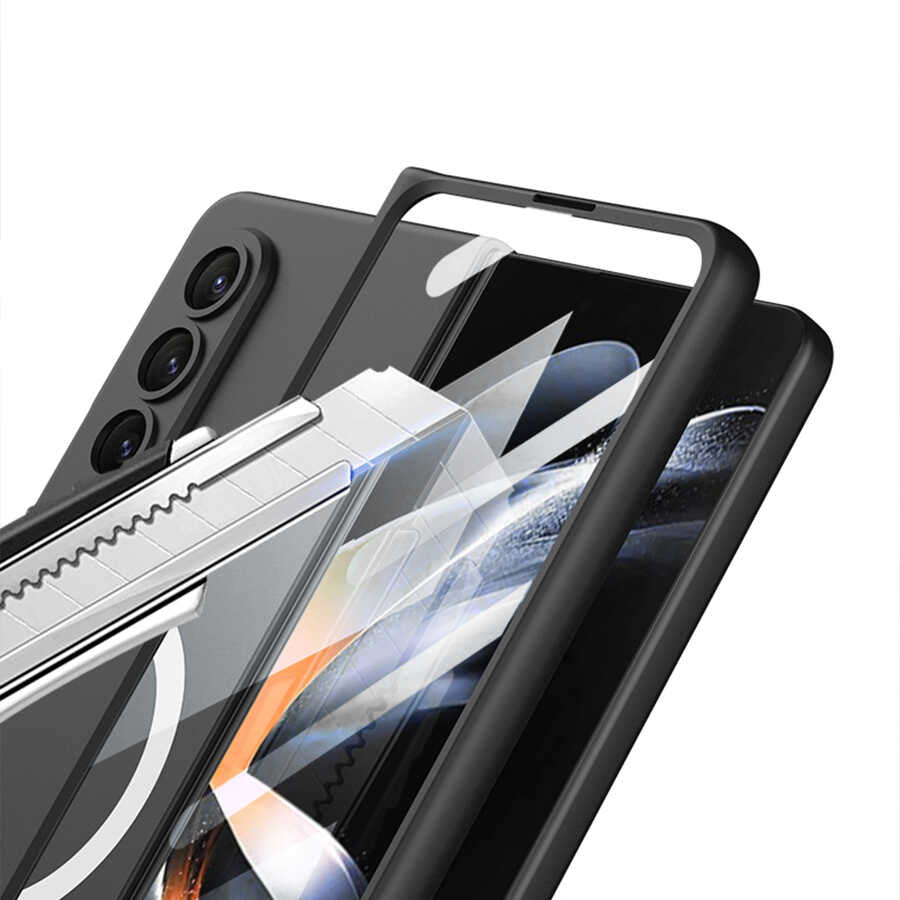 Galaxy Z Fold 4 Kılıf Wireless Şarj Özellikli Zore Kıpta M-safe Kılıf