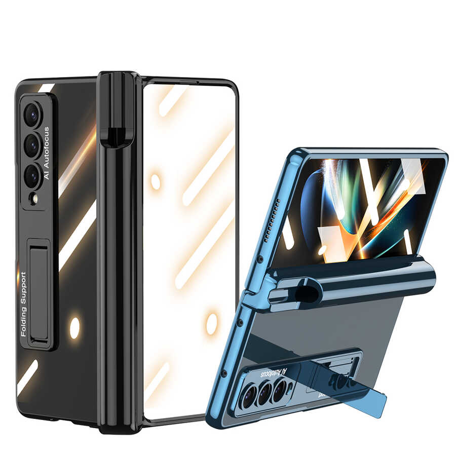 Galaxy Z Fold 4 Kılıf Zore Kıpta Standlı Kalem Bölmeli Kılıf