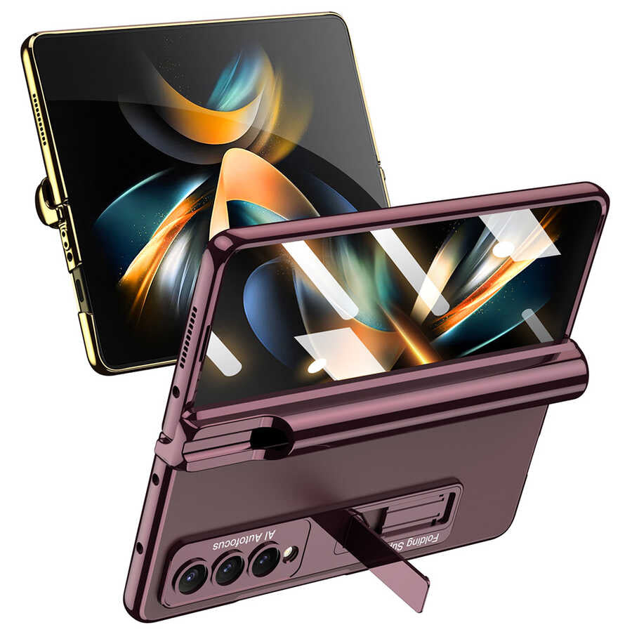 Galaxy Z Fold 4 Kılıf Zore Kıpta Standlı Kalem Bölmeli Kılıf
