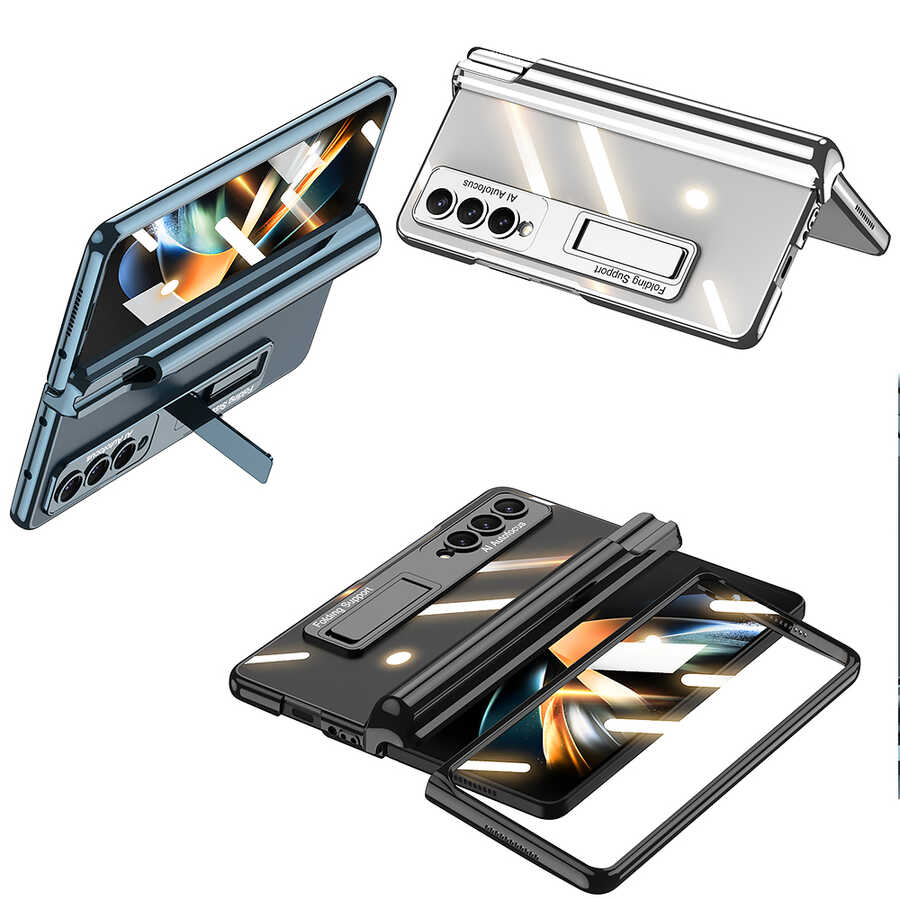 Galaxy Z Fold 4 Kılıf Zore Kıpta Standlı Kalem Bölmeli Kılıf