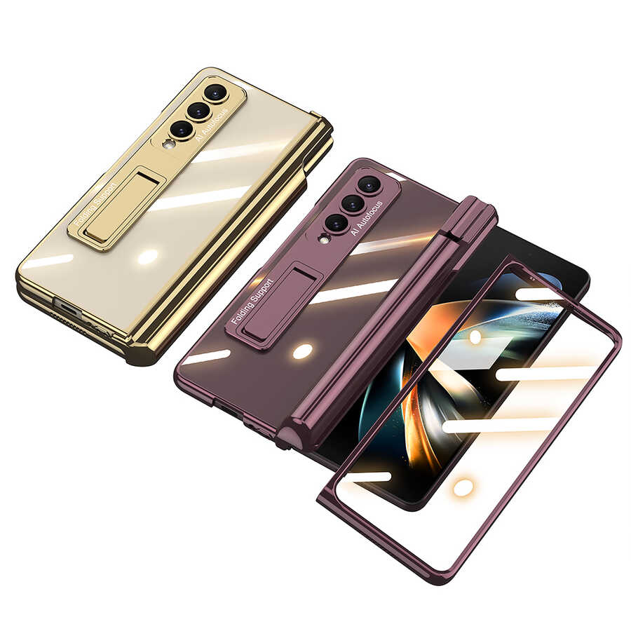 Galaxy Z Fold 4 Kılıf Zore Kıpta Standlı Kalem Bölmeli Kılıf