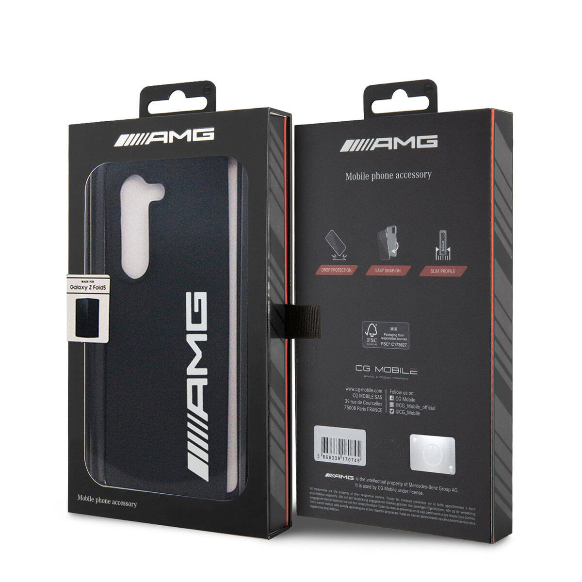 Galaxy Z Fold 5 Kılıf AMG M-safe Şarj Özellikli Büyük Logo Dizayn Orijinal Lisanslı Kılıf