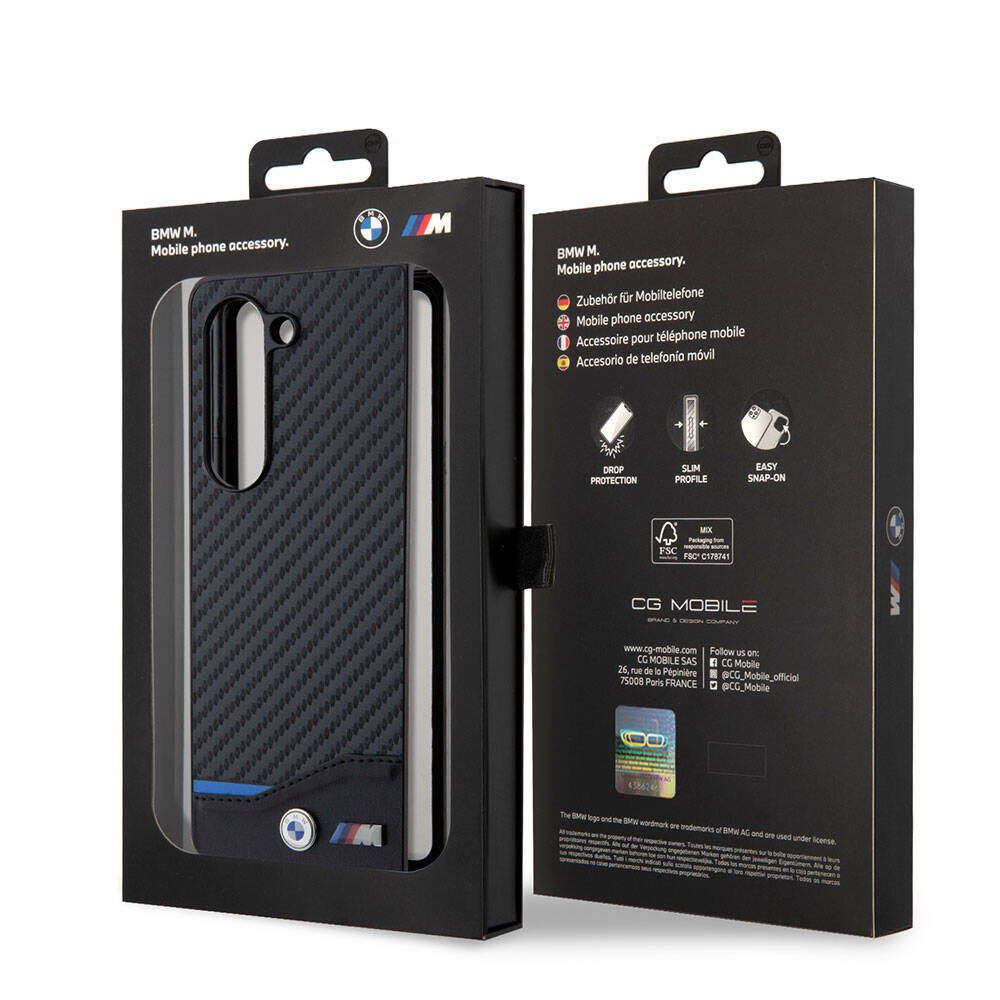 Galaxy Z Fold 5 Kılıf BMW Orijinal Lisanslı M Logolu PU Karbon Kılıf