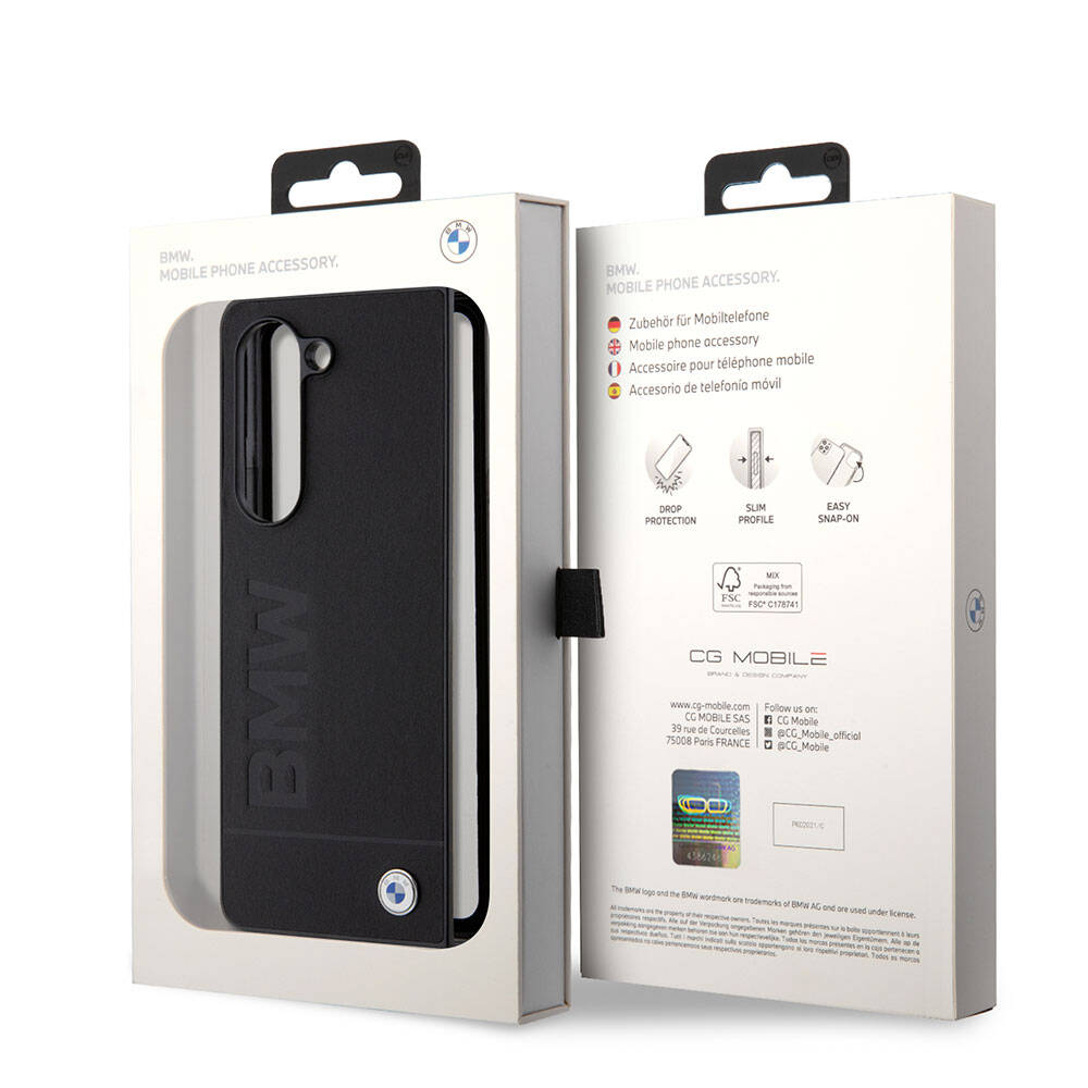 Galaxy Z Fold 5 Kılıf BMW Orijinal Lisanslı Sıcak Damga Logolu Deri Kılıf