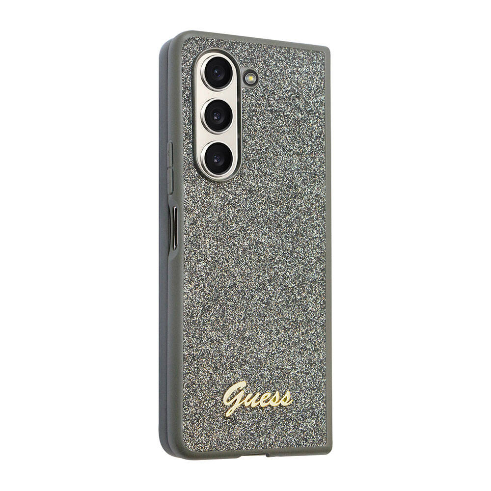 Galaxy Z Fold 5 Kılıf Guess Orijinal Lisanslı Yazı Logolu Glitter Flakes Kılıf