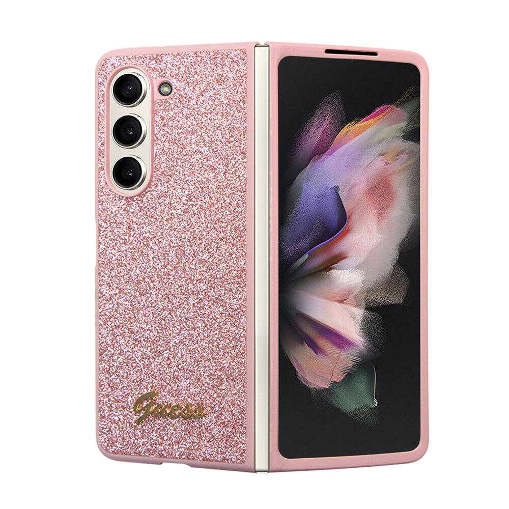 Galaxy Z Fold 5 Kılıf Guess Orijinal Lisanslı Yazı Logolu Glitter Script Kılıf