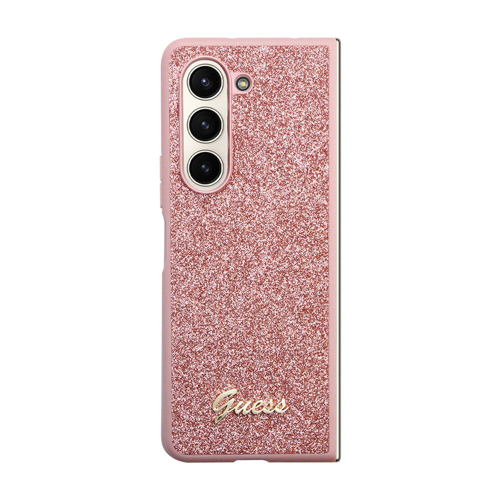 Galaxy Z Fold 5 Kılıf Guess Orijinal Lisanslı Yazı Logolu Glitter Script Kılıf