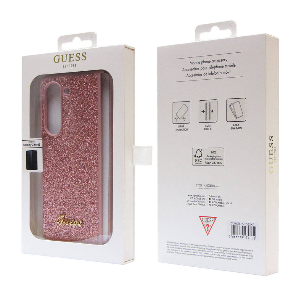 Galaxy Z Fold 5 Kılıf Guess Orijinal Lisanslı Yazı Logolu Glitter Script Kılıf