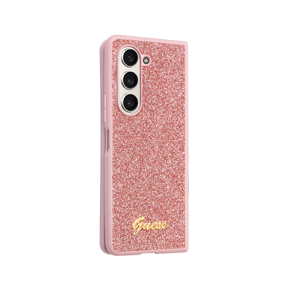 Galaxy Z Fold 5 Kılıf Guess Orijinal Lisanslı Yazı Logolu Glitter Script Kılıf