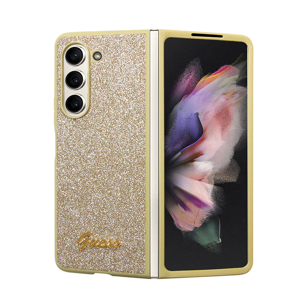 Galaxy Z Fold 5 Kılıf Guess Orijinal Lisanslı Yazı Logolu Glitter Script Kılıf