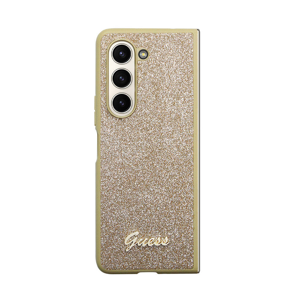 Galaxy Z Fold 5 Kılıf Guess Orijinal Lisanslı Yazı Logolu Glitter Script Kılıf