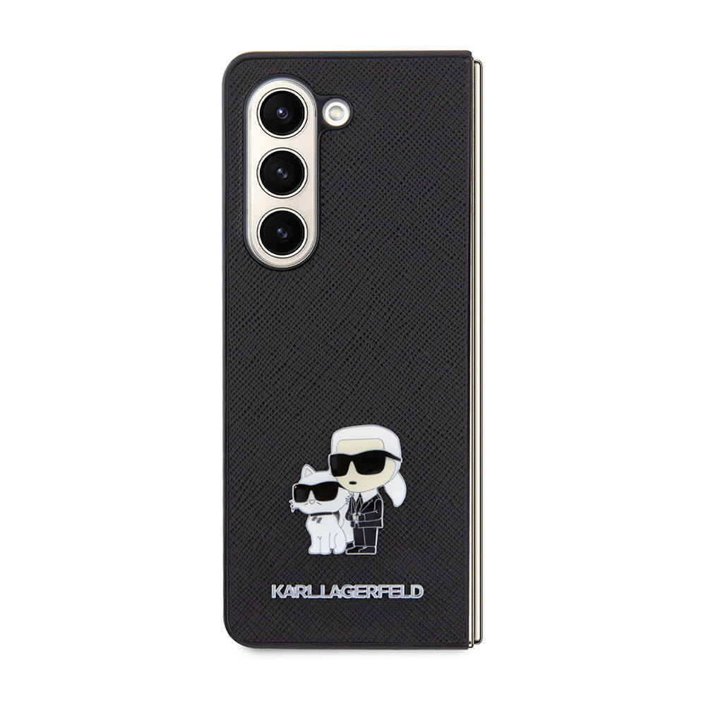 Galaxy Z Fold 5 Kılıf Karl Lagerfeld orijinal Lisanslı K&C Metal Logolu Saffiano Kılıf