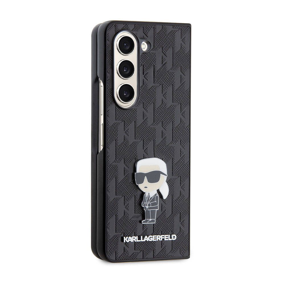 Galaxy Z Fold 5 Kılıf Karl Lagerfeld orijinal Lisanslı KL Desenli Karl İkonik Saffiano Kılıf