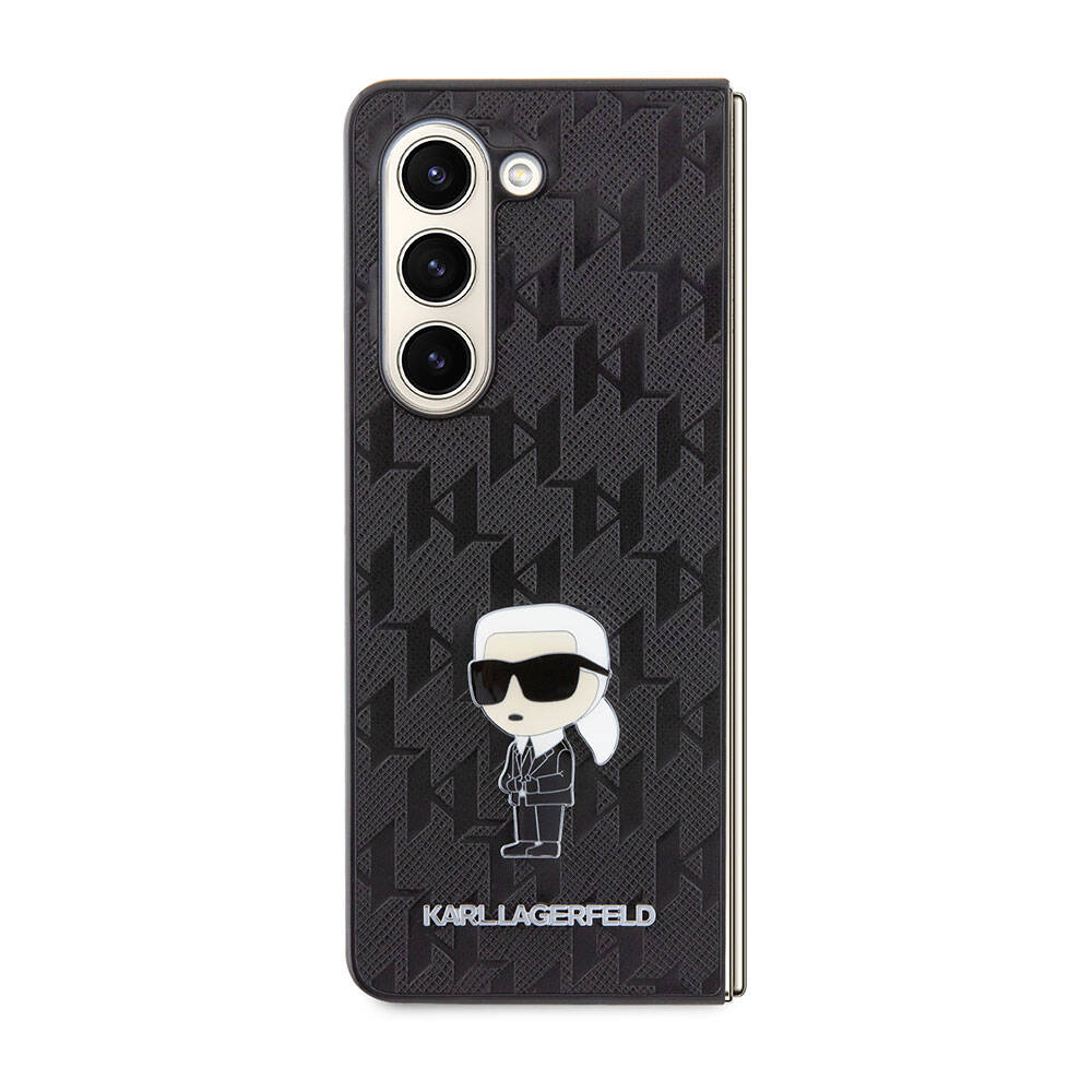 Galaxy Z Fold 5 Kılıf Karl Lagerfeld orijinal Lisanslı KL Desenli Karl İkonik Saffiano Kılıf