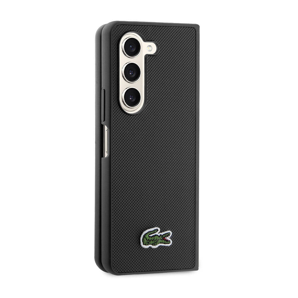 Galaxy Z Fold 5 Kılıf Lacoste orijinal Lisanslı PU Pike Desenli Arka Yüzey İkonik Timsah Dokuma Logolu Kılıf