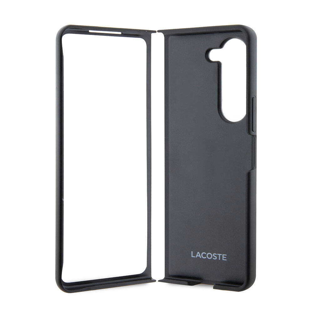 Galaxy Z Fold 5 Kılıf Lacoste orijinal Lisanslı PU Pike Desenli Arka Yüzey İkonik Timsah Dokuma Logolu Kılıf